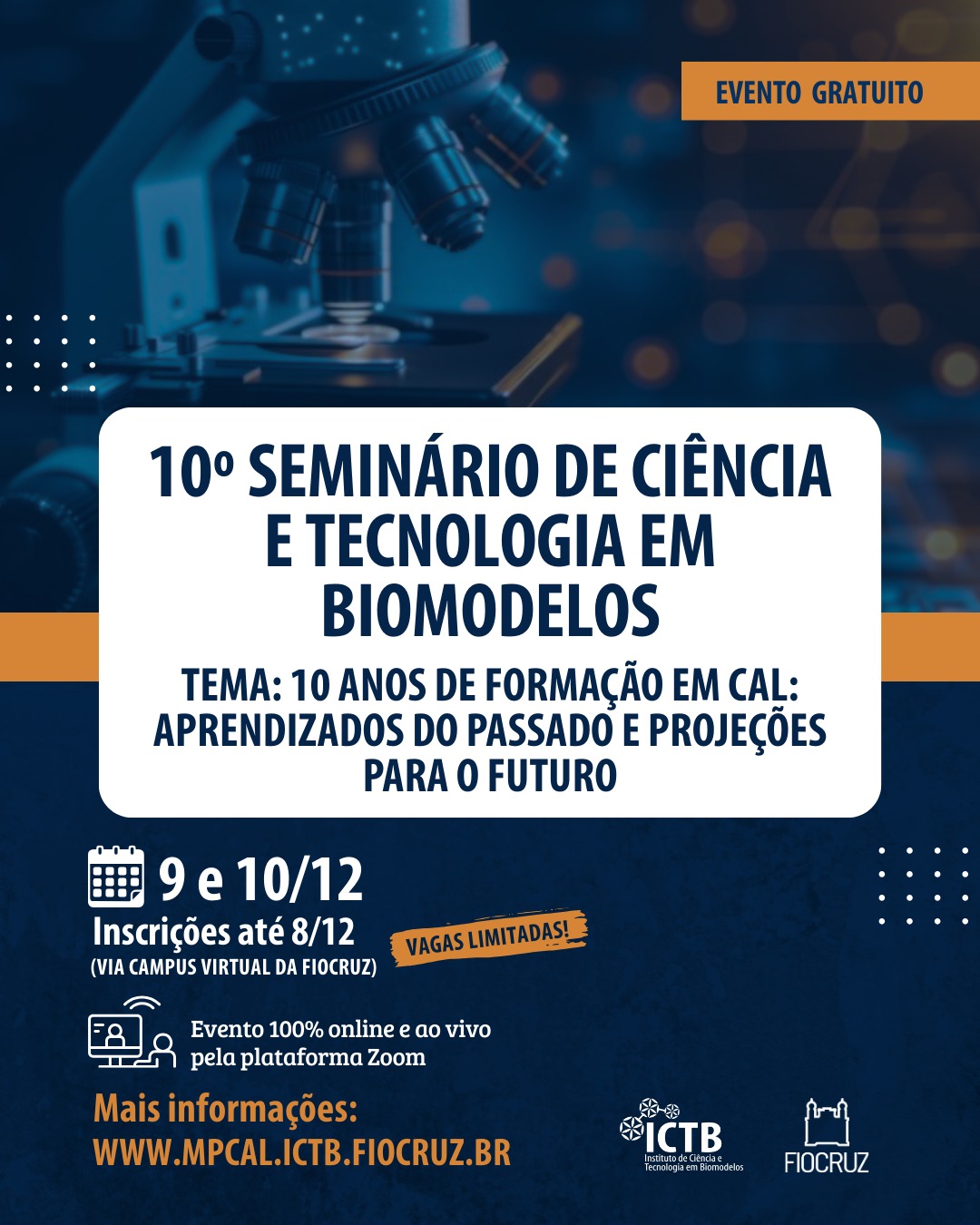 Seminário de Ciência e Tecnologia em Biomodelos abre inscrições para envio de trabalhos