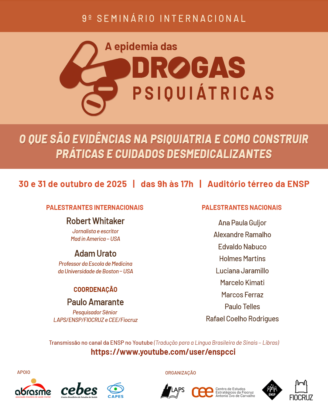 Inscrições abertas para o 9° Seminário Internacional A Epidemia das Drogas Psiquiátricas
