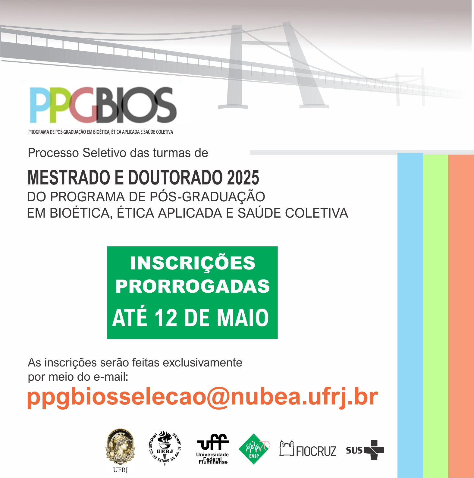 Programa de Pós-Graduação em Bioética, Ética Aplicada e Saúde Coletiva prorroga inscrições