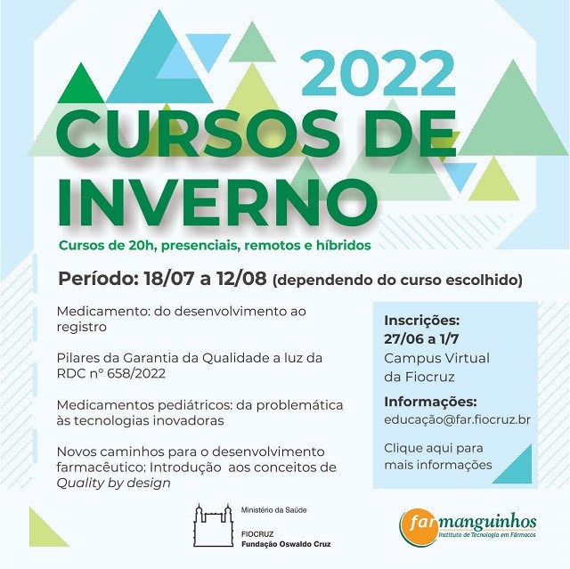 Instituto de Tecnologia em Fármacos oferece cursos de inverno - Inscrições começam 2° feira