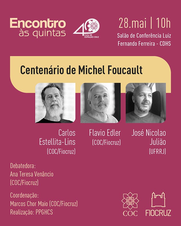Encontro às Quintas debate centenário de Michel Foucault