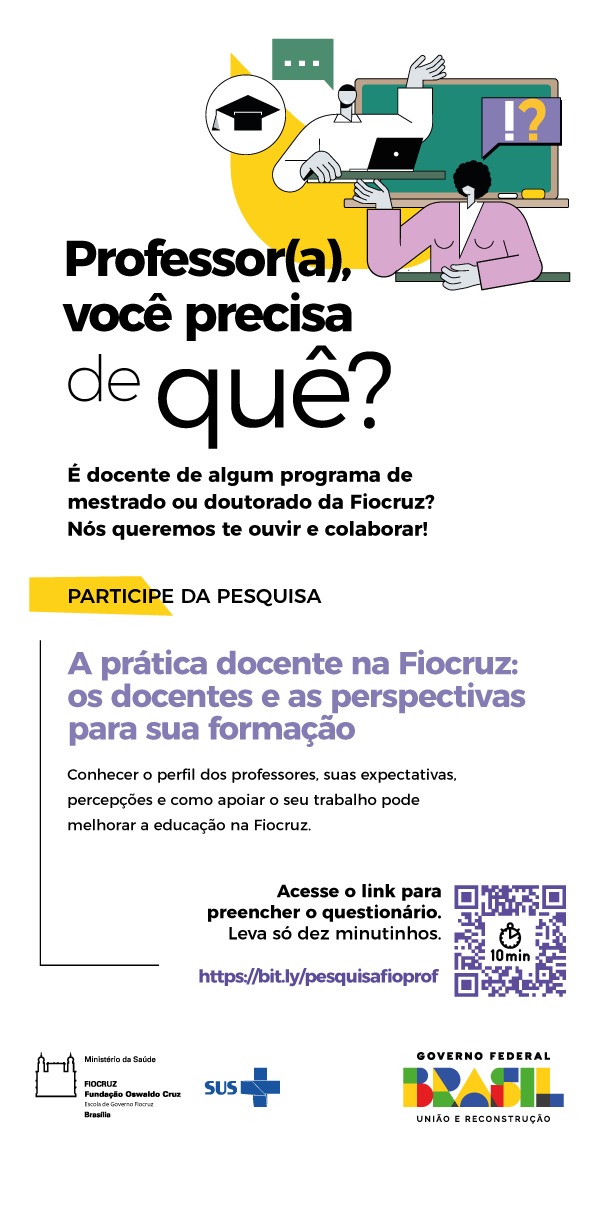 Fiocruz convida professores a participarem de pesquisa sobre prática docente