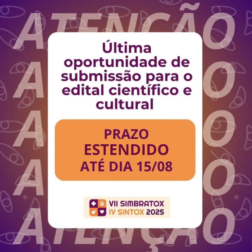 VII Simbratox e IV Sintox 2025: inscrições abertas 