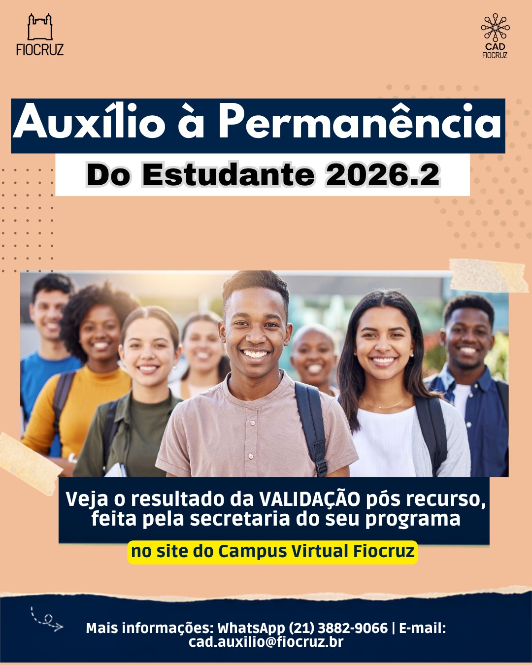 Auxílio à Permanência do Estudante 2026.2: confira validação das inscrições após recursos