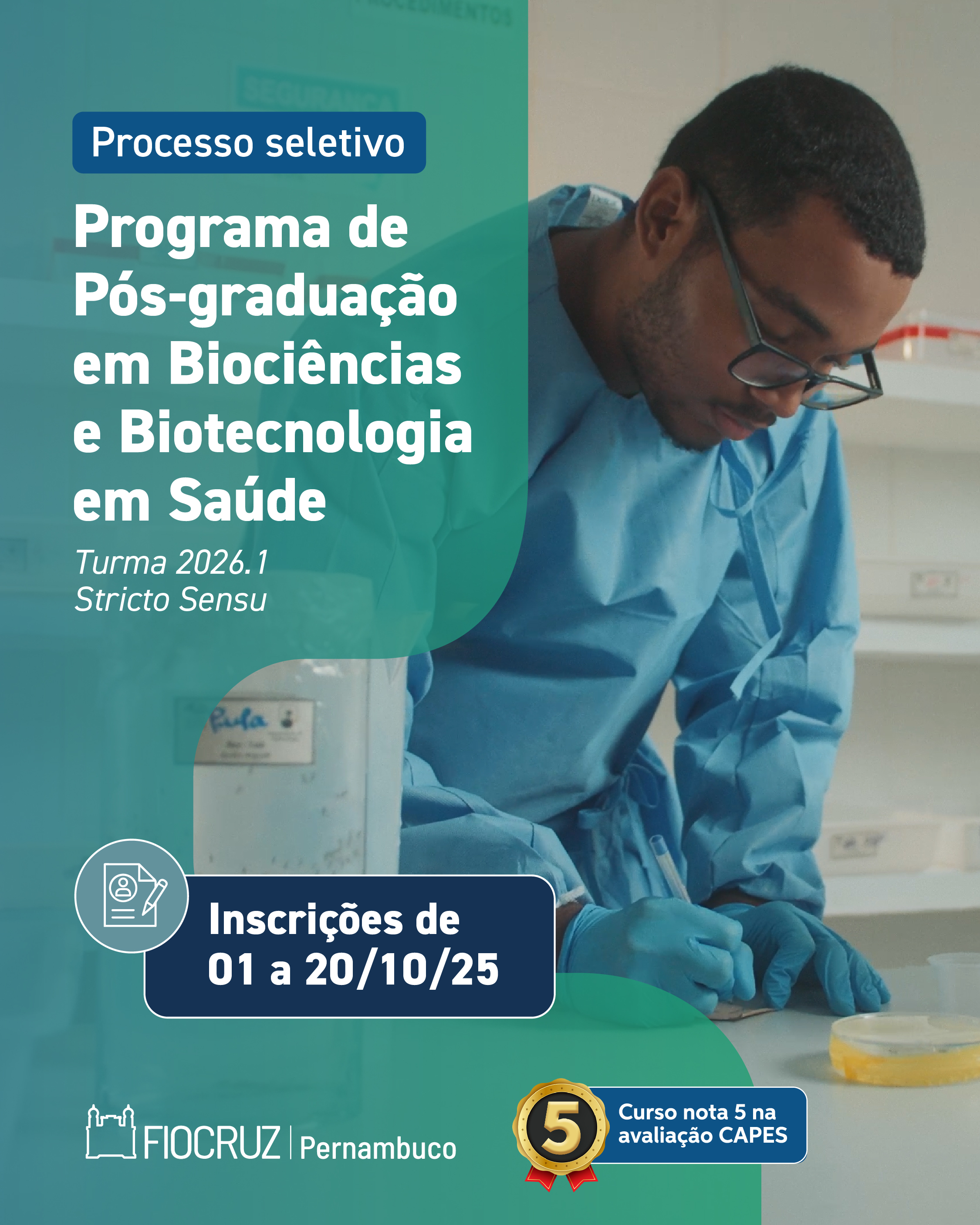 Inscrições abertas para pós-graduação em Biociências e Biotecnologia em Saúde