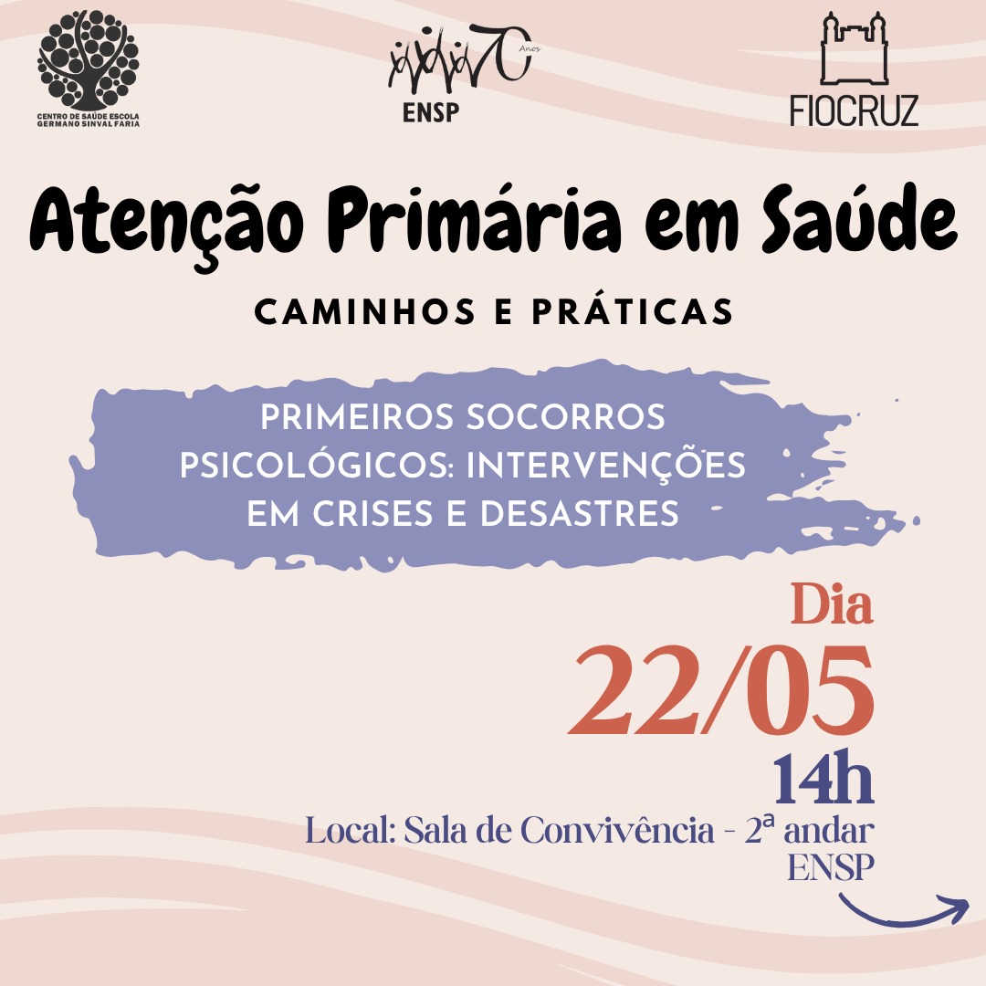 Participe do debate 'Primeiros Socorros Psicológicos em momentos de crises e desastres'