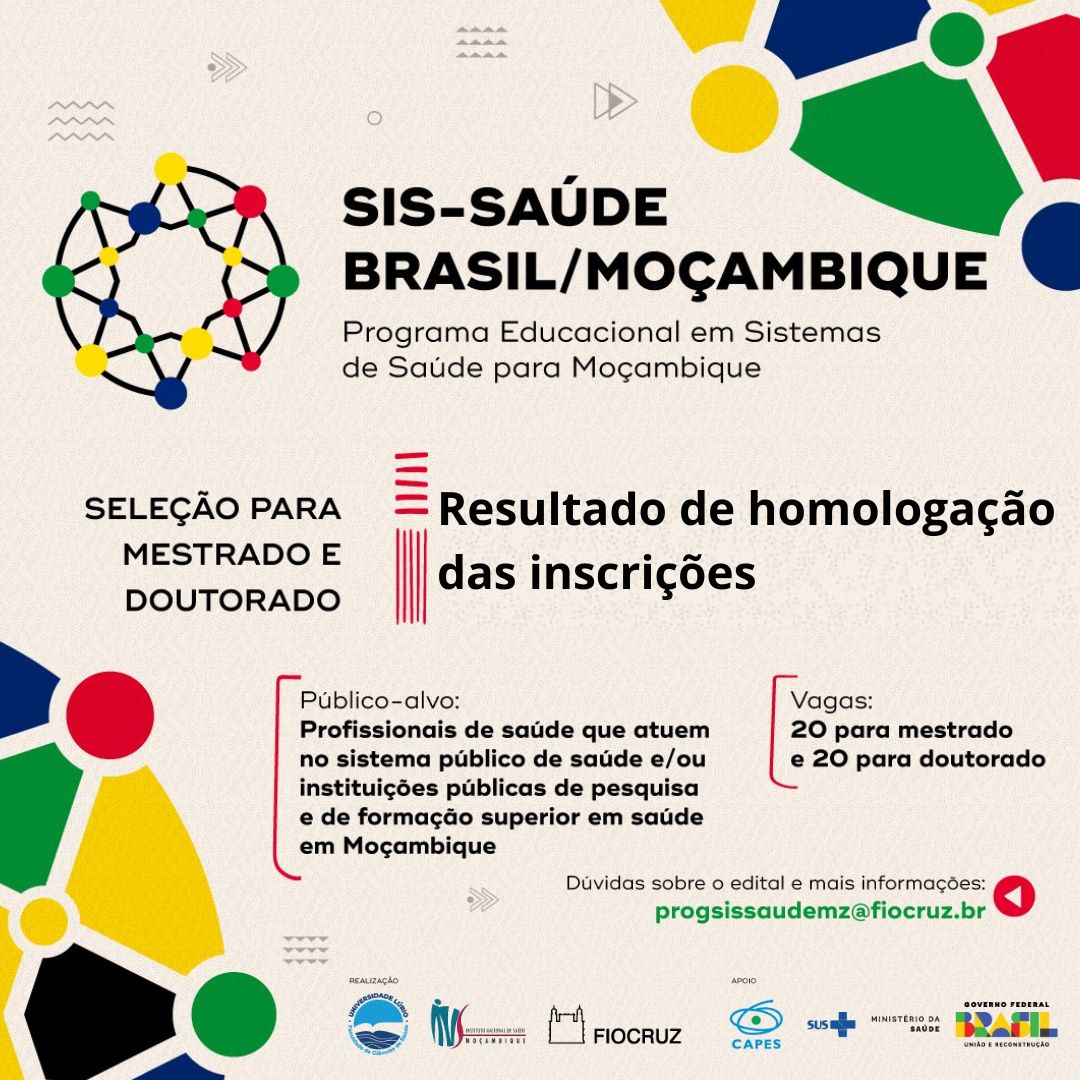 Consórcio de programas de pós SIS-Saúde Brasil/Moçambique: Confira resultado de homologação das inscrições