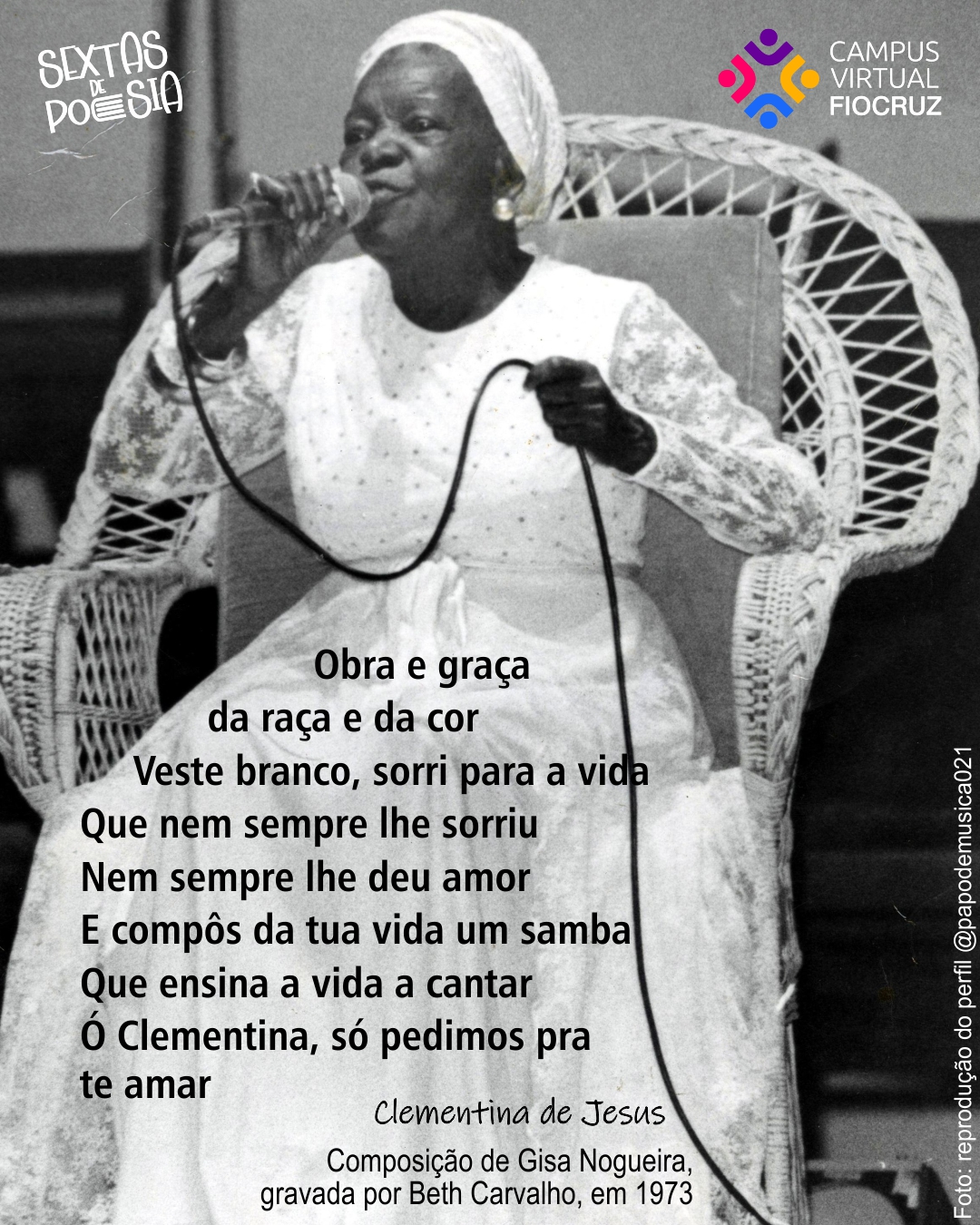 Sextas de Poesia reverencia o Dia Nacional da Mulher Sambista