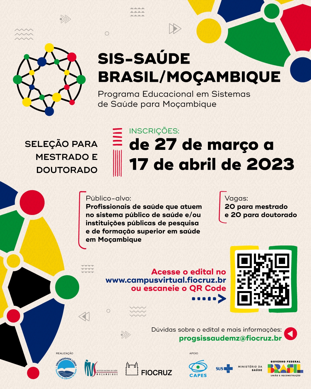 SIS-Saúde Brasil/Moçambique: Inscrições abertas para consórcio de programas de pós da Fiocruz 