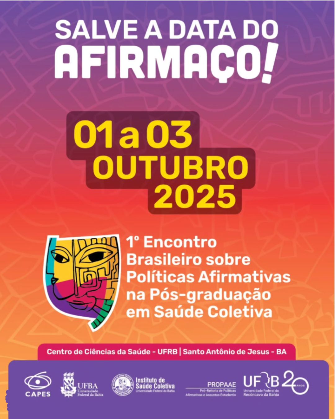 1º Encontro Brasileiro sobre Políticas Afirmativas na Pós-graduação em Saúde Coletiva será realizado na UFRB