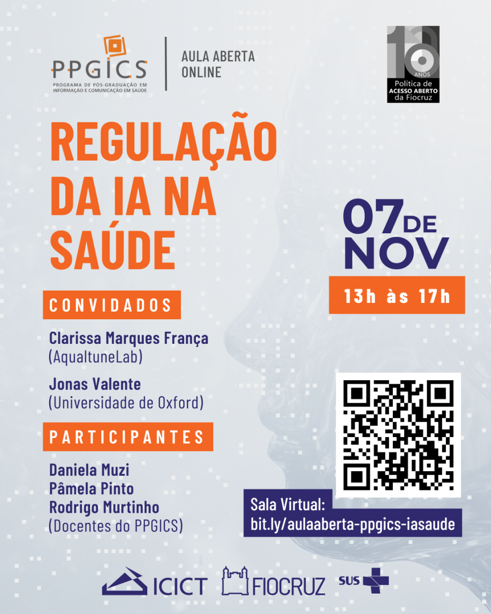 Fiocruz realiza aula aberta sobre “Regulação da IA na saúde”