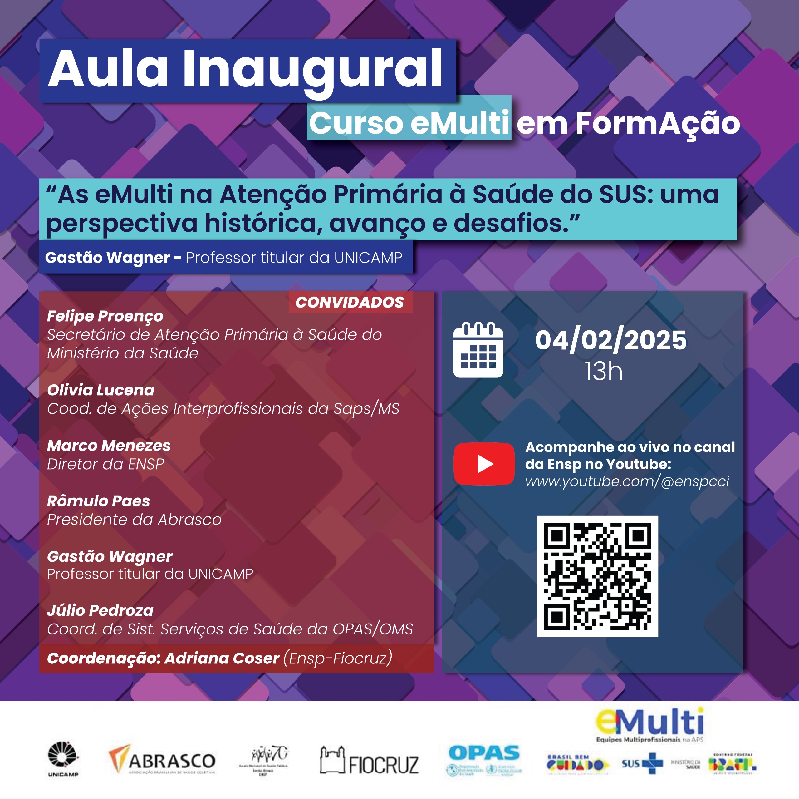 Aula inaugural debate as eMulti na Atenção Primária à Saúde