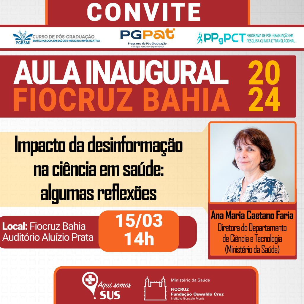 Aula inaugural da Fiocruz Bahia vai debater desinformação na ciência em saúde