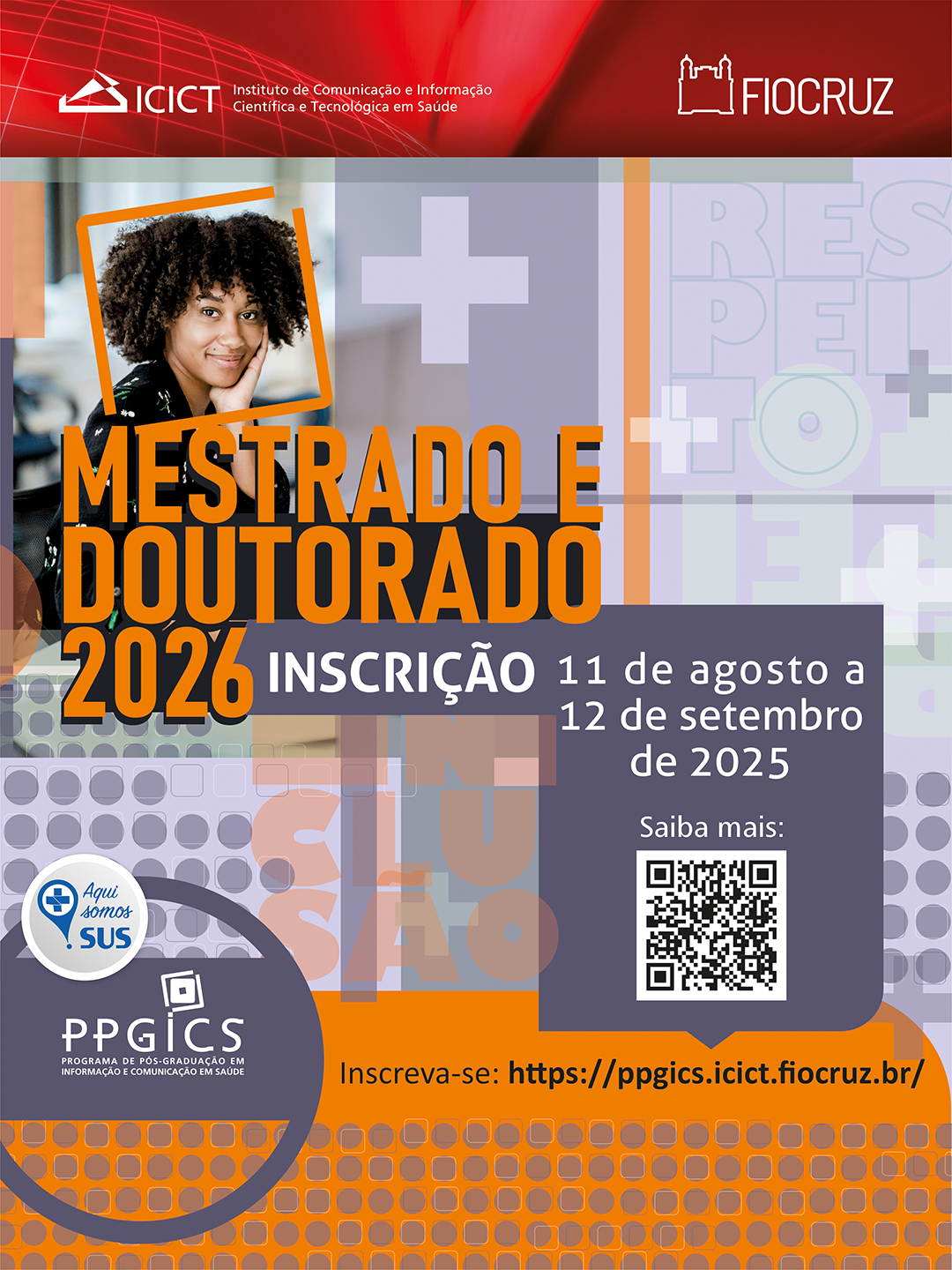 Doutorado e Mestrado 2026: Pós-Graduação em Informação e Comunicação em Saúde: inscrições de 11/8 a 12/9