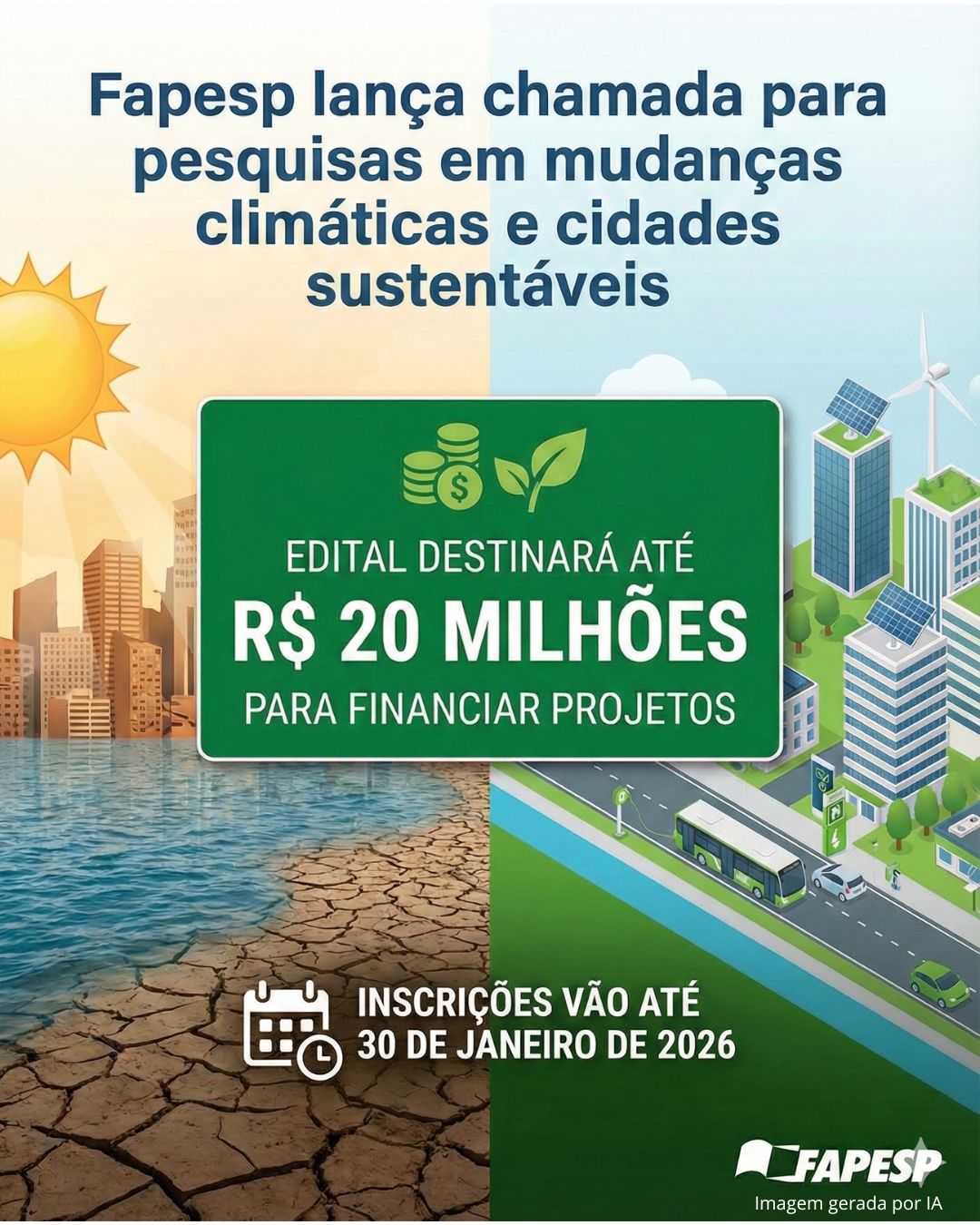 Fapesp lança chamada para pesquisas em mudanças climáticas e cidades sustentáveis