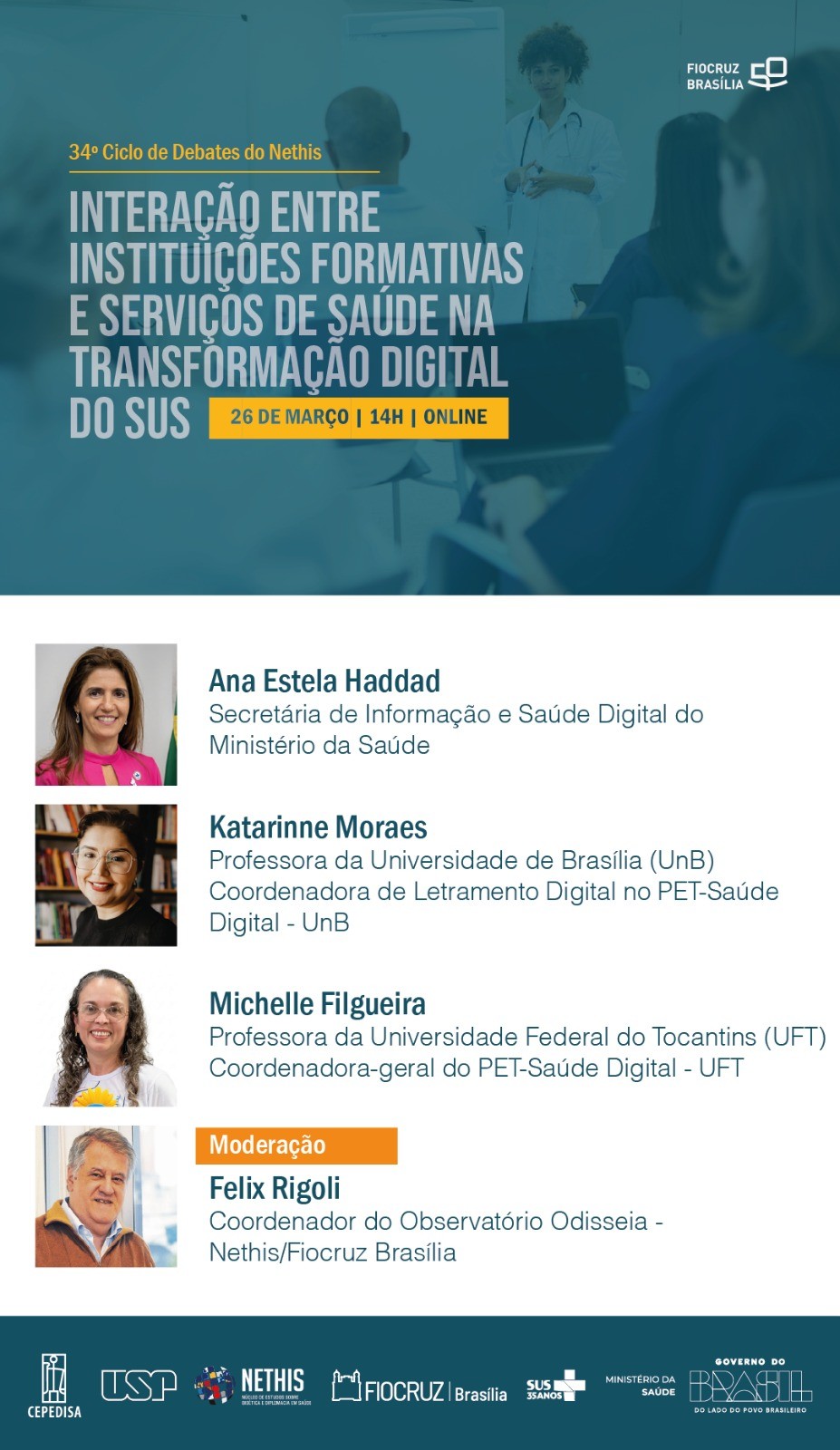 Integração entre ensino e serviços de saúde na transformação digital do SUS abre 34º Ciclo de Debates do Nethis