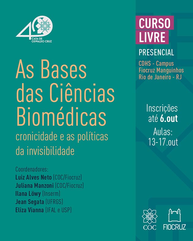 Curso “As bases das ciências biomédicas: cronicidade e as políticas da invisibilidade” recebe inscrições até 6/10