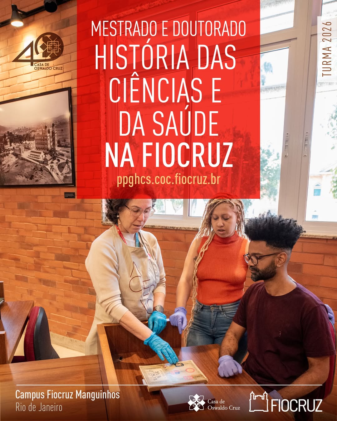 História das Ciências e da Saúde recebe inscrições para Doutorado e Mestrado Acadêmicos 2026