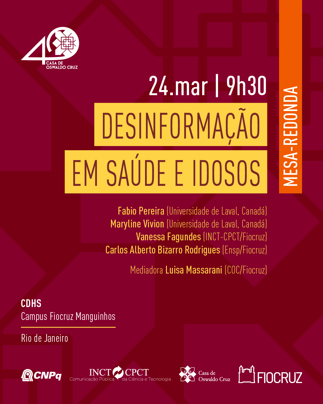 Mesa-redonda debate impactos da desinformação em saúde na população idosa