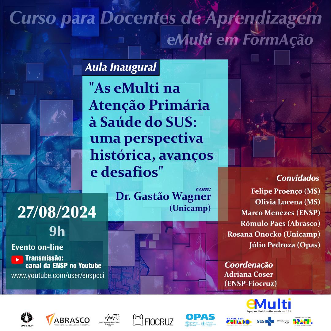 Curso para Docentes de Aprendizagem eMulti em FormAção realiza aula inaugural em 27/8