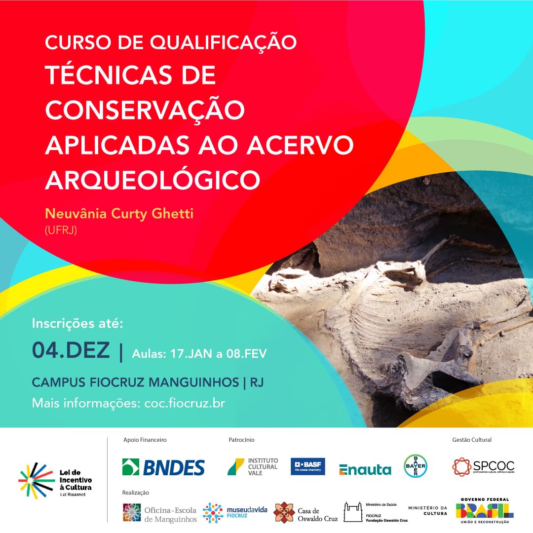 Inscrições abertas para curso de Conservação Aplicadas ao Acervo Arqueológico