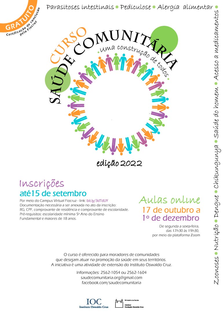 Inscrições abertas para curso Saúde Comunitária