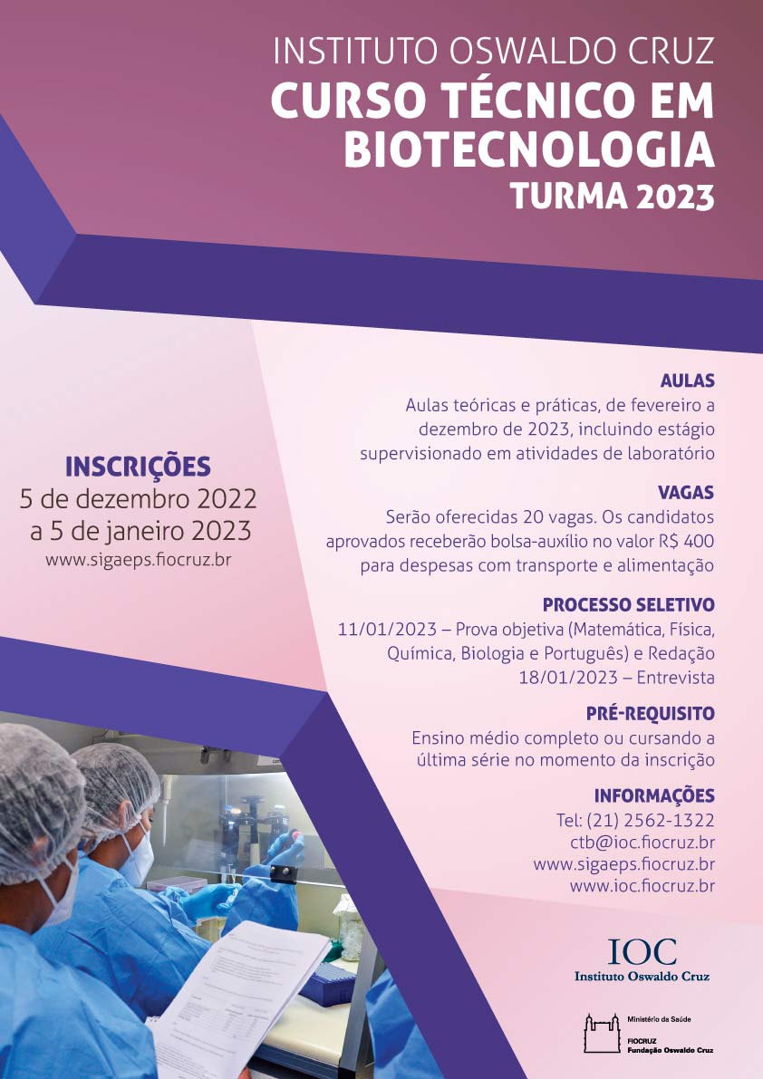 Curso técnico em Biotecnologia está com inscrições abertas