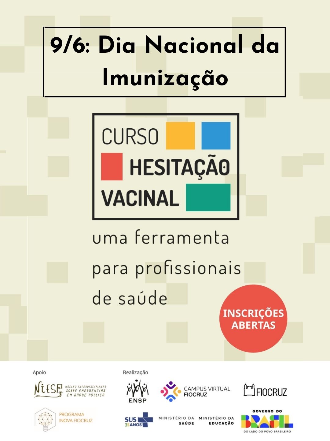 No Dia Nacional da Imunização, Campus Virtual Fiocruz reforça curso Hesitação Vacinal