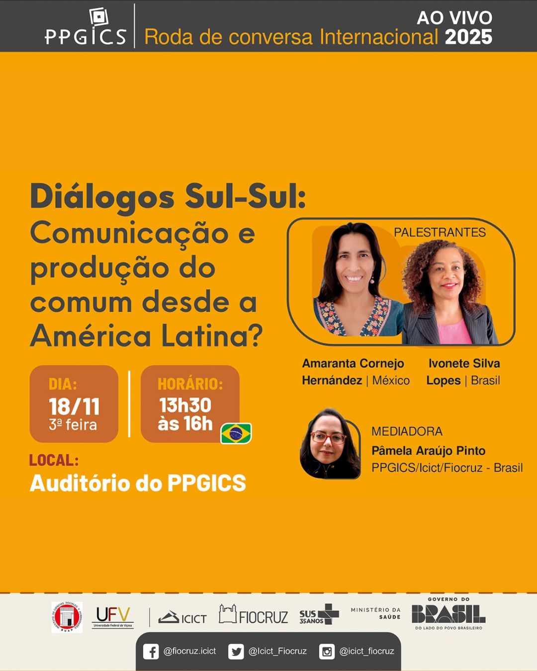Diálogos Sul-Sul: “Comunicação e produção do comum desde a América Latina?” é tema de roda de conversa internacional dia 18/11