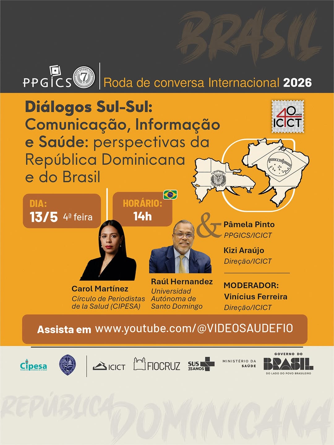 Internacionalização: Pesquisadores do Brasil e República Dominicana debatem cenários de saúde, comunicação e informação em aula aberta