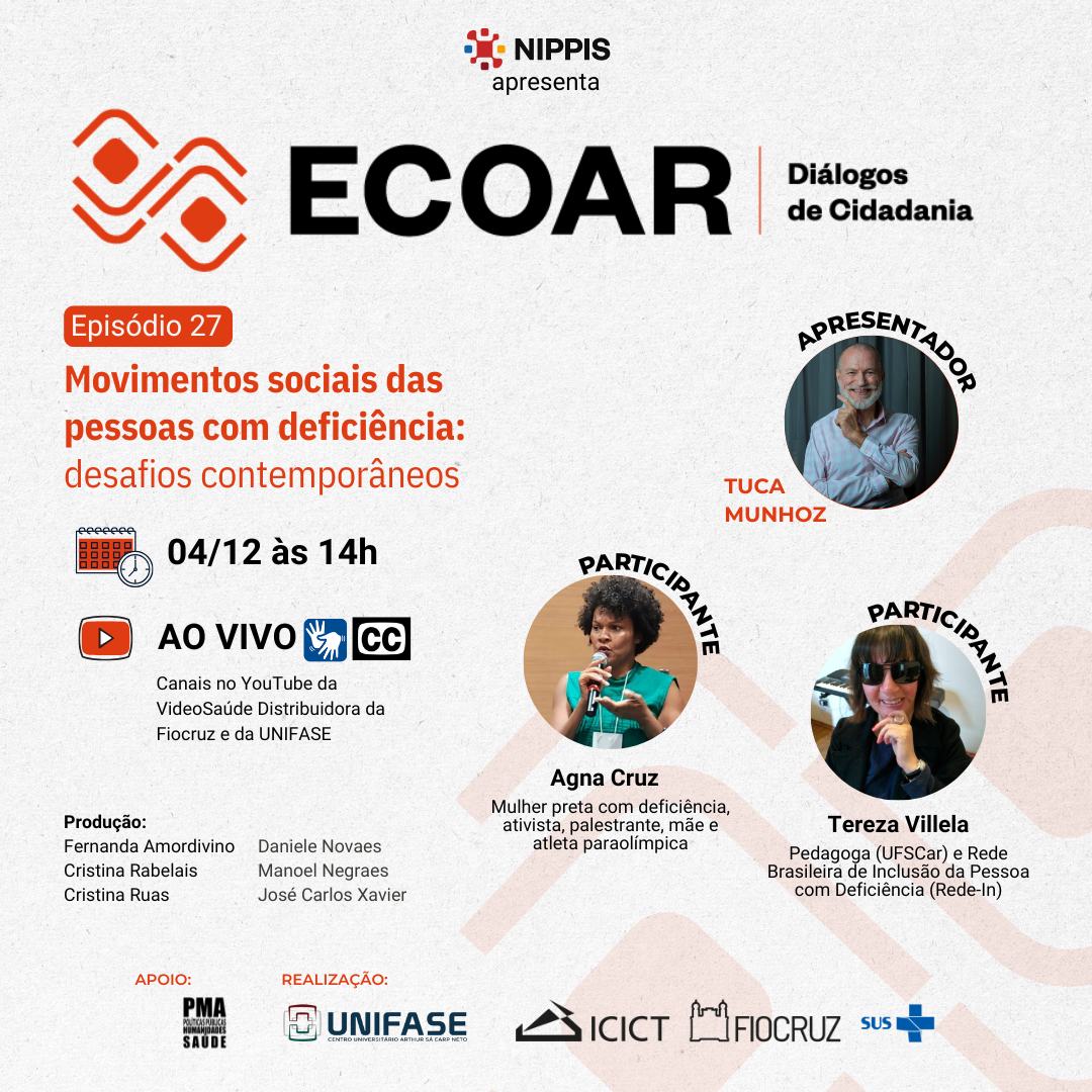 Debate sobre os desafios contemporâneos dos movimentos sociais das pessoas com deficiência dia 04/12
