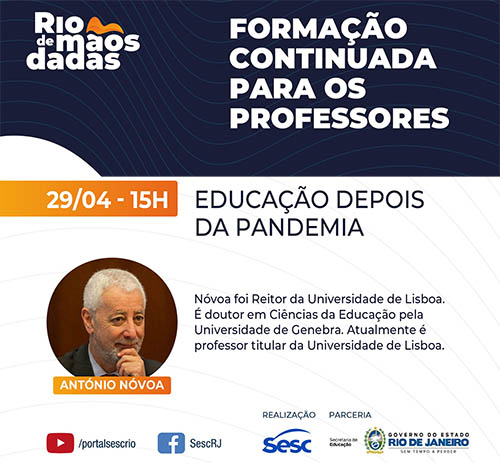 Especialista português debaterá formação de professores em tempos de pandemia