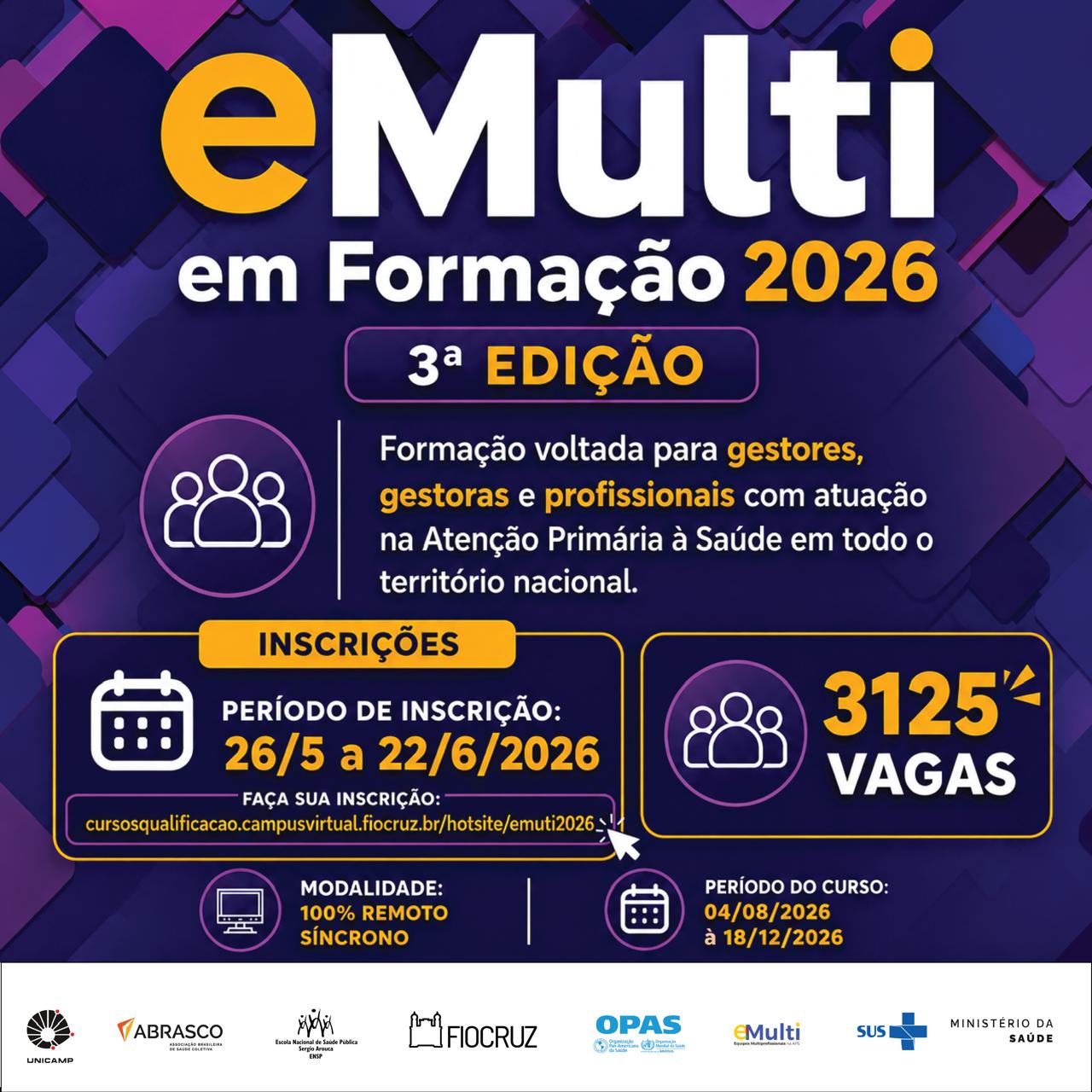 Inscrições abertas para curso de atualização para profissionais de equipes multiprofissionais