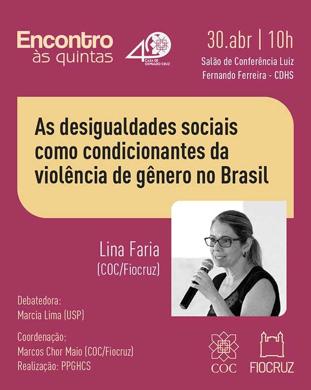 A violência de gênero no Brasil será tema do próximo Encontro às Quintas
