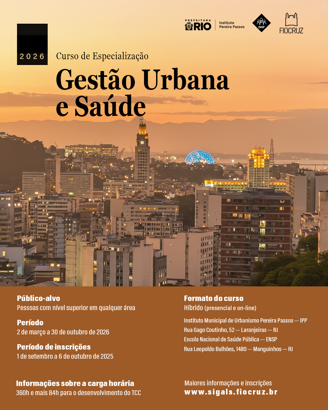 Inscrições abertas para especialização em Gestão Urbana e Saúde