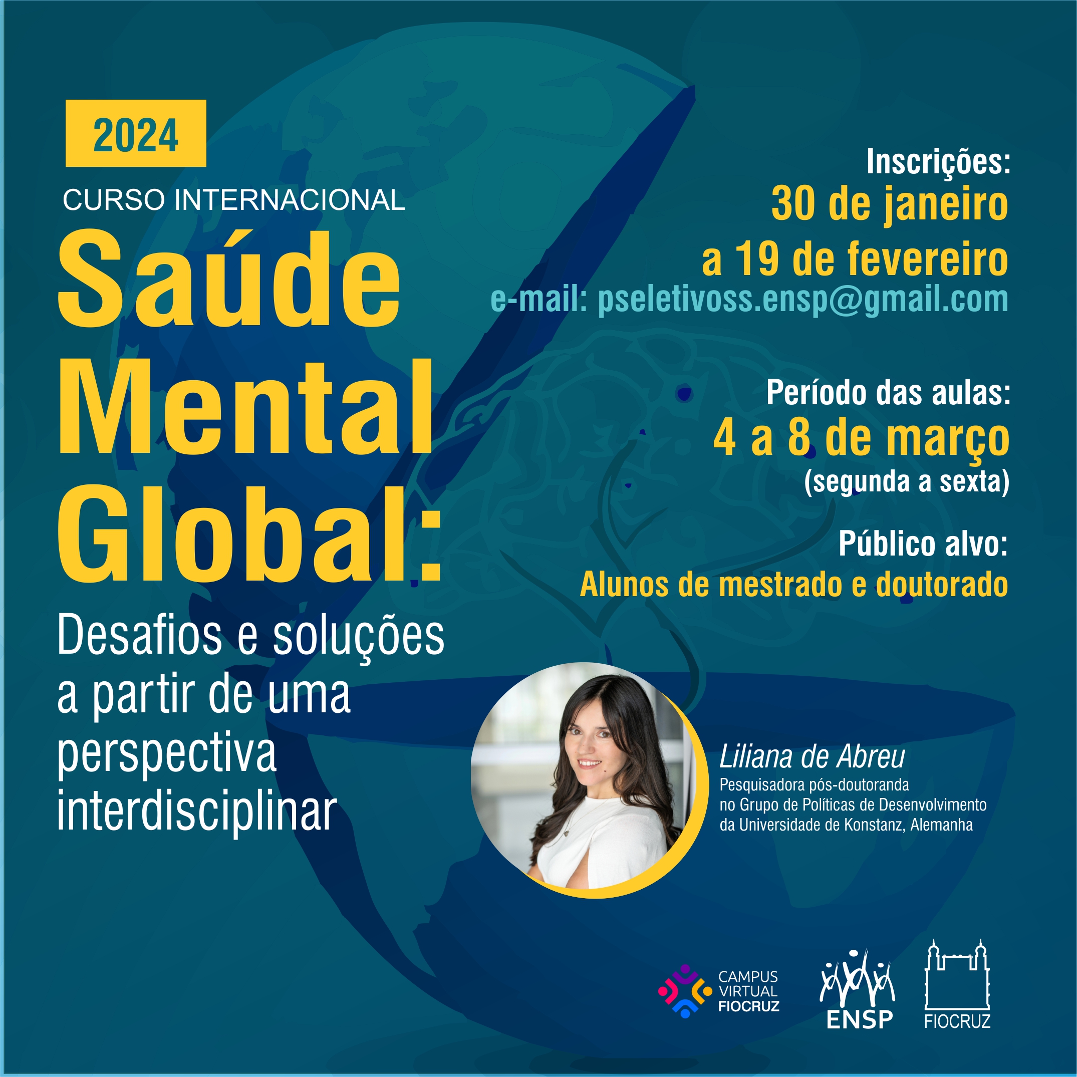 Inscrições abertas para Curso Internacional em Saúde Mental Global