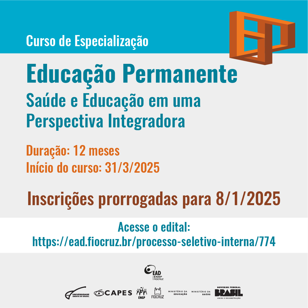 Especialização Educação Permanente recebe inscrições até 8/1