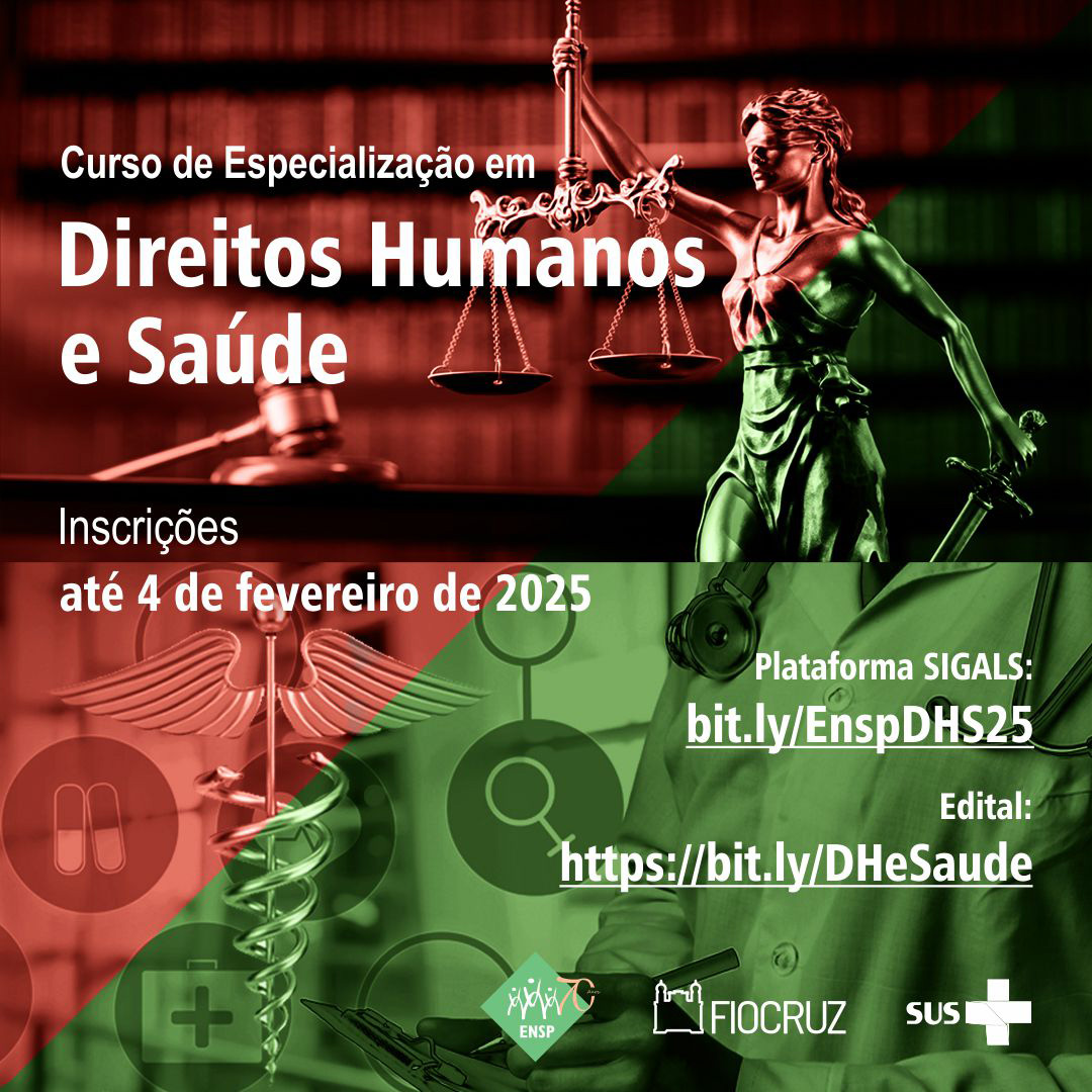 Últimos dias de inscrição para Curso de Especialização em Direitos Humanos e Saúde: até 4/2