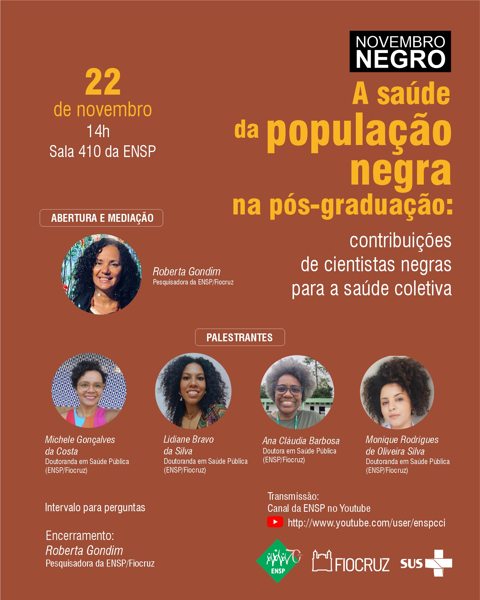 Novembro Negro: evento destaca contribuições de cientistas negras para saúde coletiva