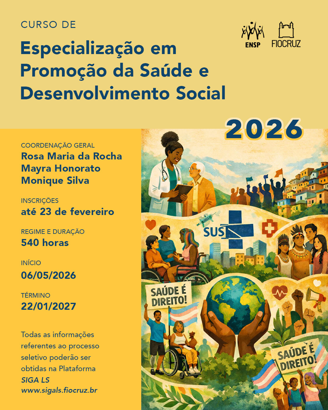 Fiocruz abre vagas para especialização em Promoção da Saúde e Desenvolvimento Social