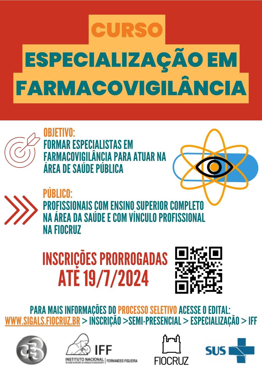 Especialização em Farmacovigilância: último dia de inscrições - até 19/7