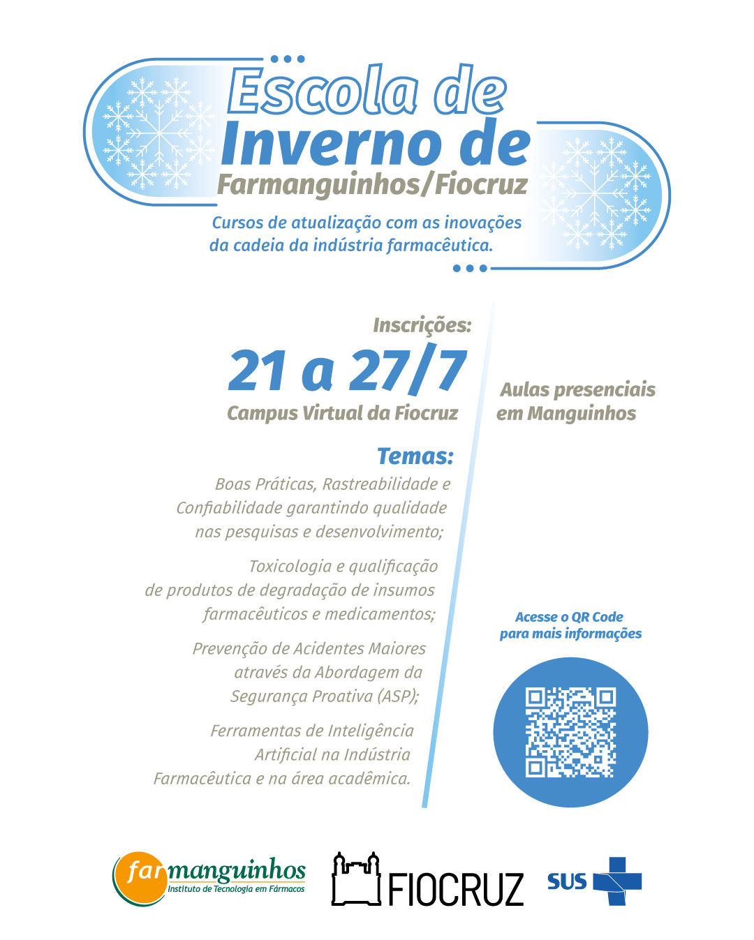 Inscrições abertas para Escola de Inverno 2025 de Farmanguinhos