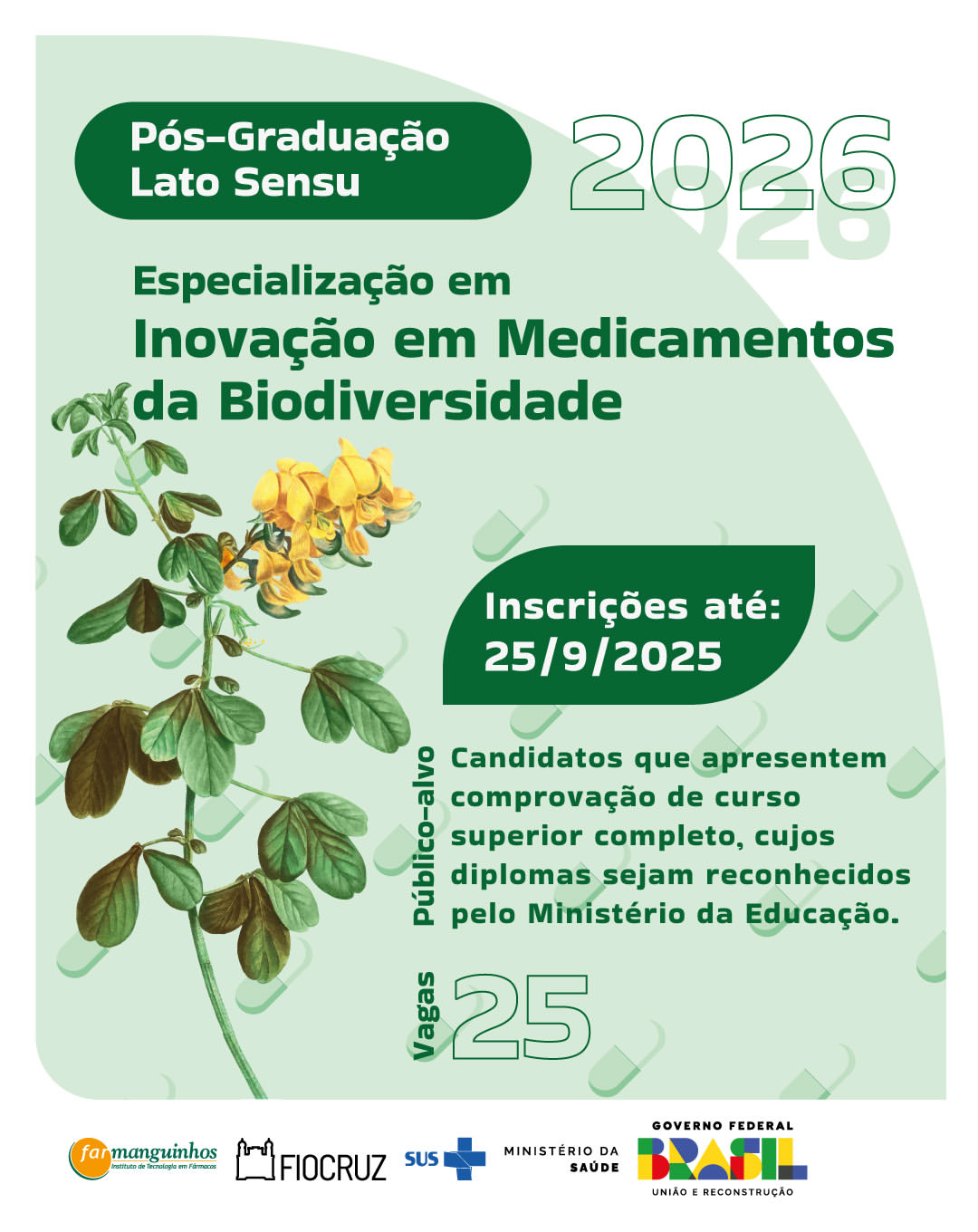Especialização em Inovação em Medicamentos da Biodiversidade recebe inscrições