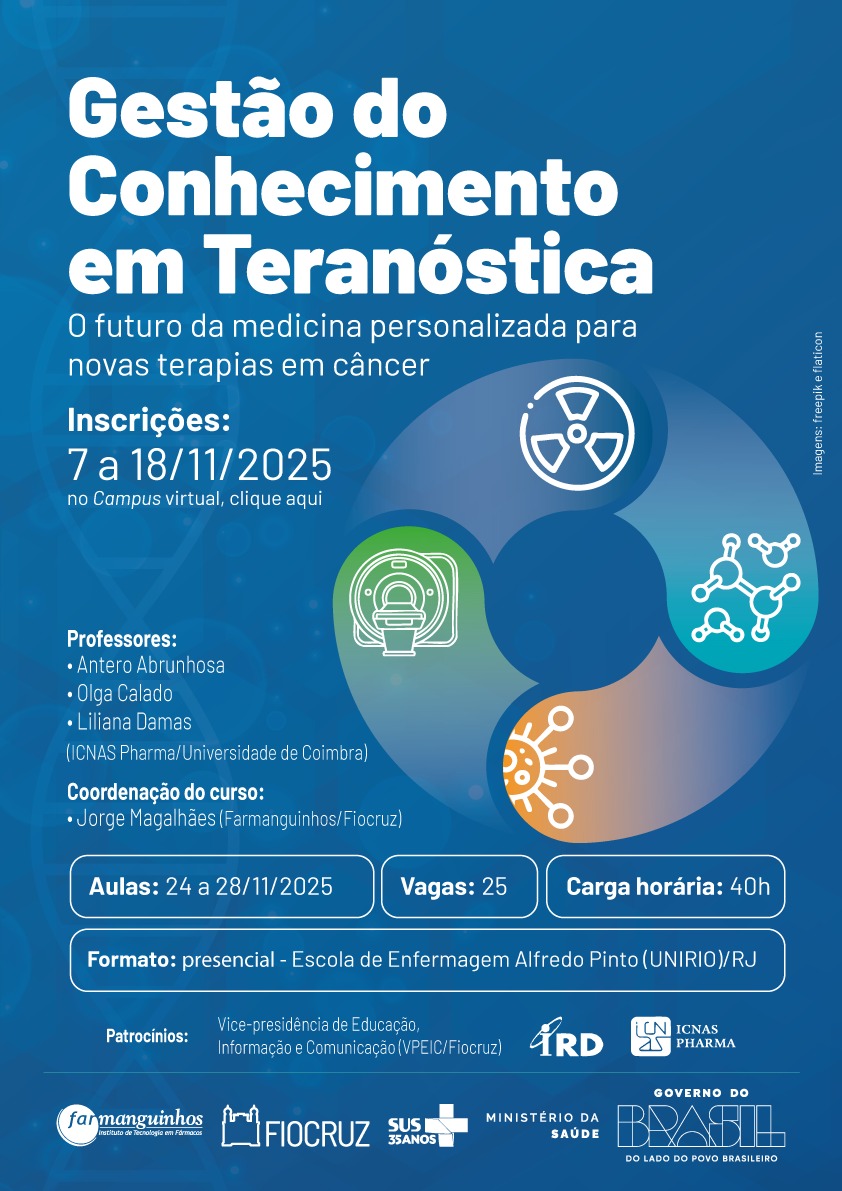 Fiocruz divulga inscrições para o curso em Gestão do Conhecimento em Teranóstica