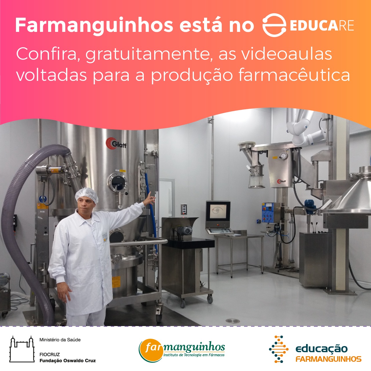 Farmanguinhos disponibiliza conteúdos gratuitos sobre produção farmacêutica