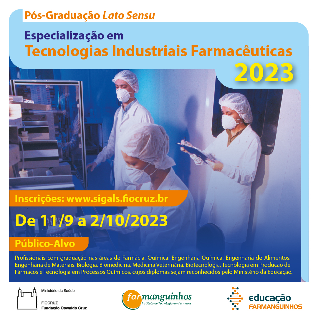 Especialização em Tecnologias Industriais Farmacêuticas recebe inscrições