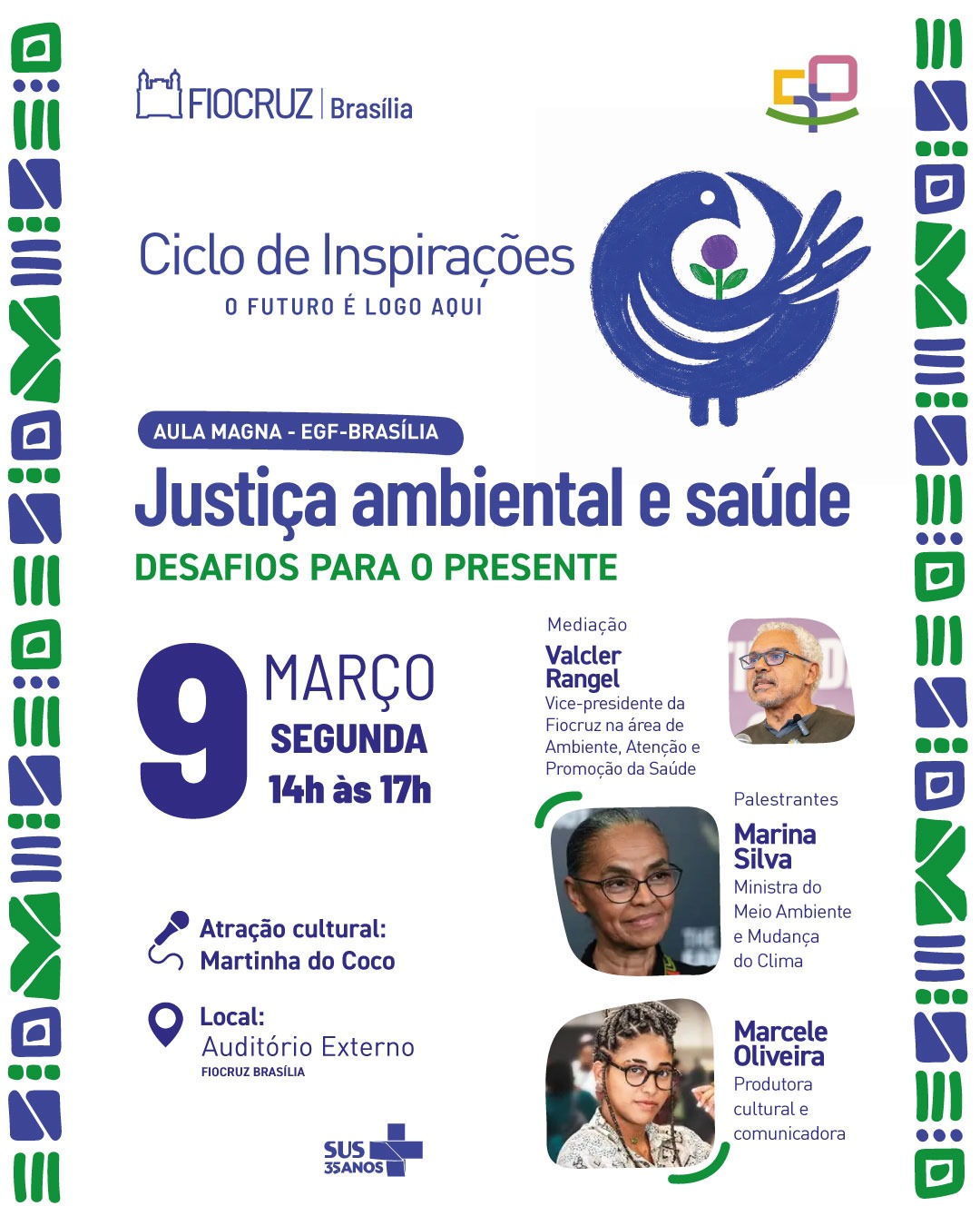 Justiça ambiental e saúde são tema de aula magna com participação da ministra Marina Silva