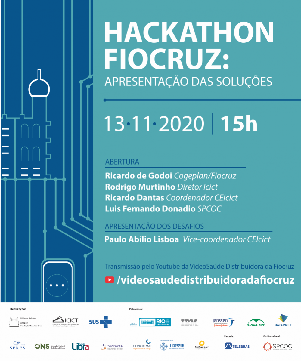 Hackathon Fiocruz terá sessão virtual sobre soluções digitais voltadas à saúde
