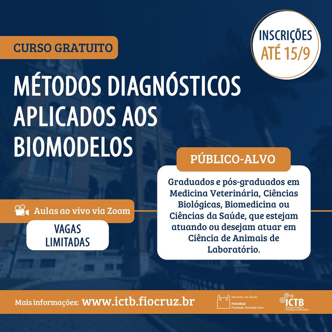 Curso online em Métodos Diagnósticos Aplicados aos Biomodelos recebe inscrições