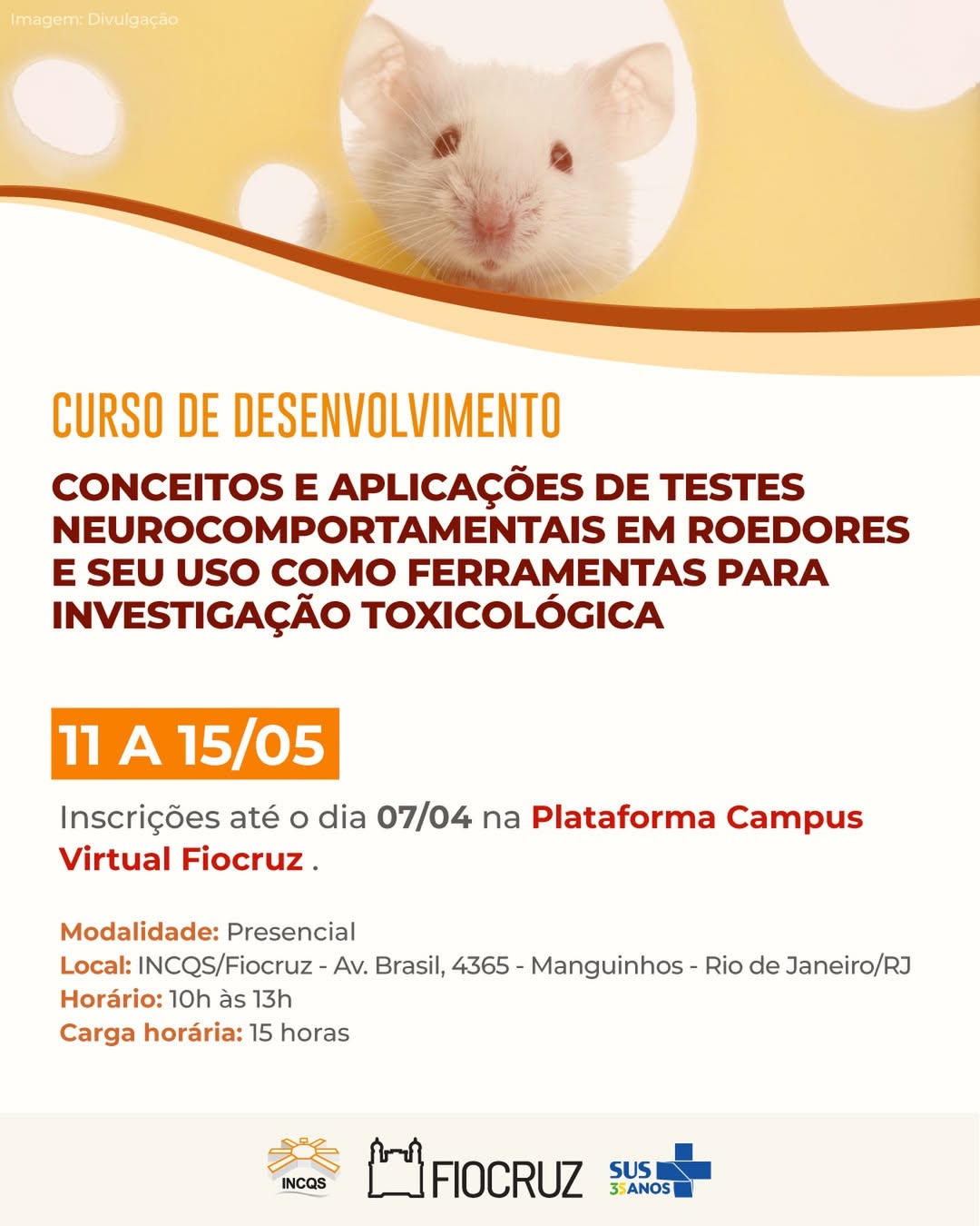 Inscrições abertas para curso sobre testes neurocomportamentais aplicados à toxicologia